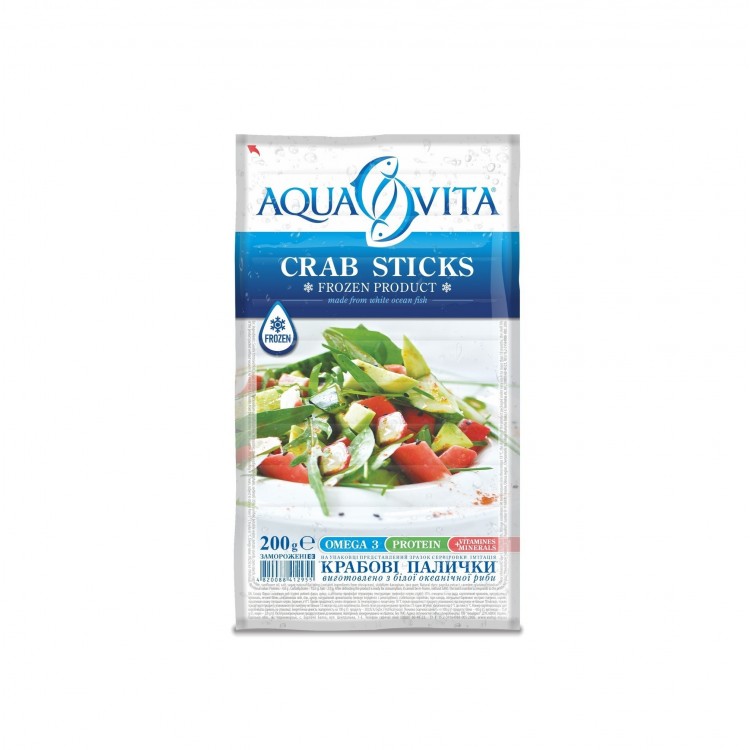 Крабовые палочки "Aqua Vita" (замороженные). Упаковка: 0,2кг. Цена за 1упак- 23.50грн.